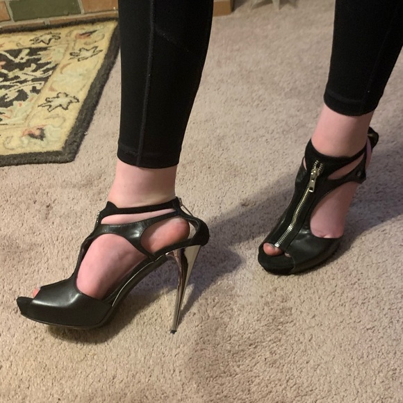 Sz 39 Roberto Cavalli Zipper detail Black Heels - Picture 5 of 15